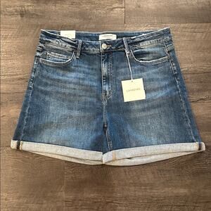 Lovervet by‎ Vervet 2X High-Waist Double Cuffed Darkwash Denim Shorts